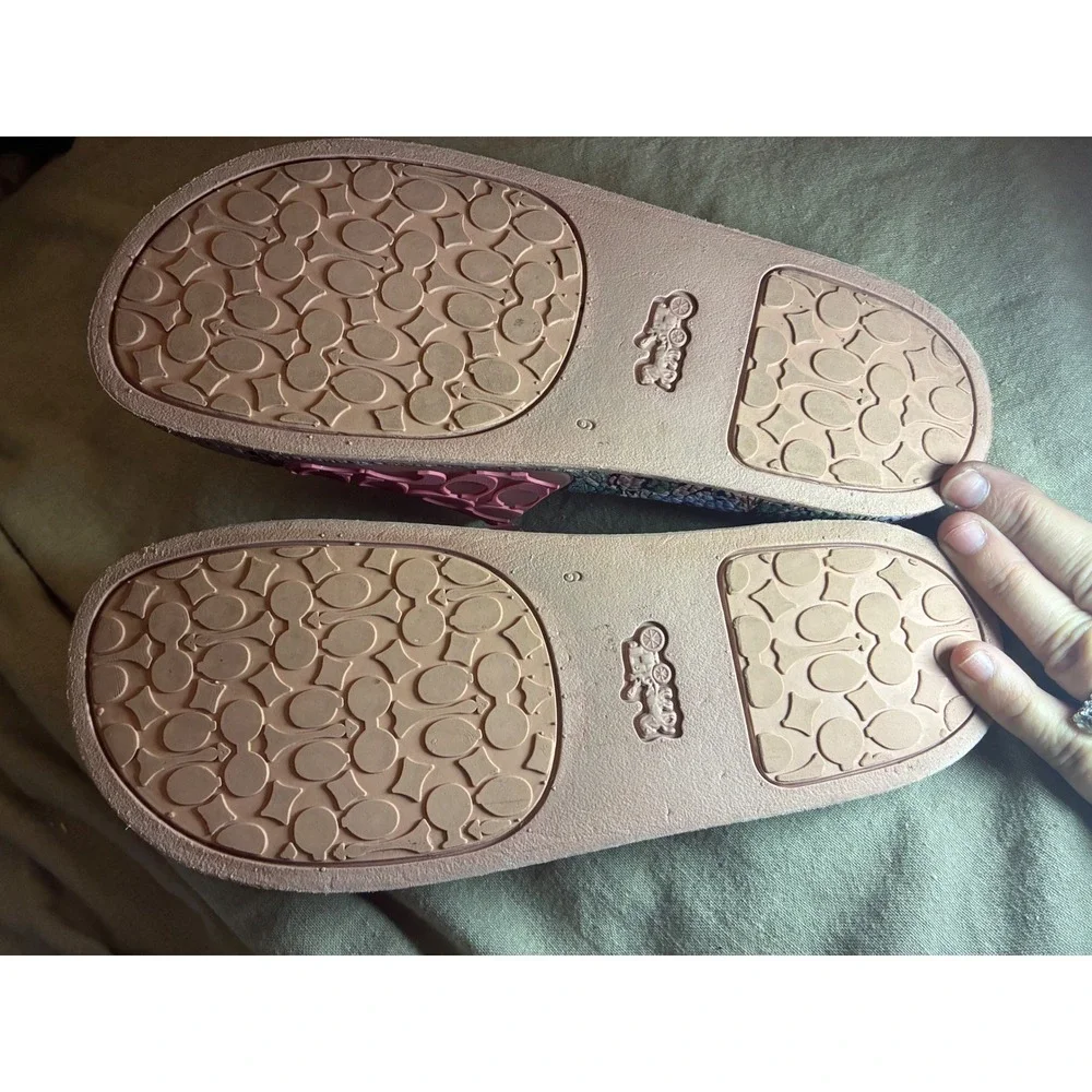 Coach Pink Signature C Floral Print Slide Sandals Womens Size 9